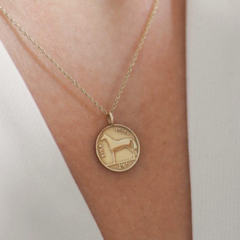 Solid Gold Irish Coin Necklace