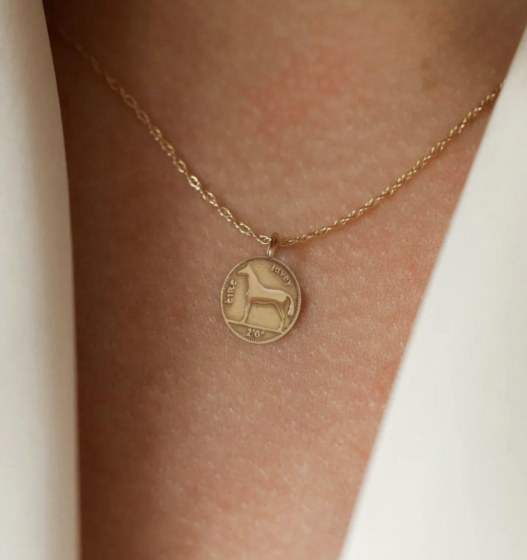 Solid Gold Irish Coin Necklace
