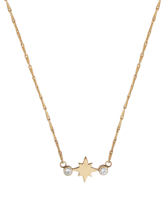 Gold North Star Diamond Station Necklace