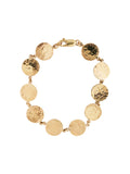 Lavey London's Solid 9ct Gold Hammered Large Disc Bracelet Displayed on A White Background