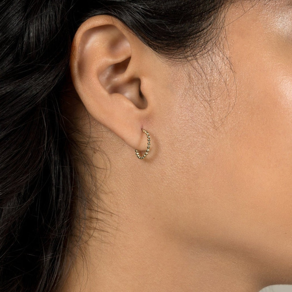 Solid 9ct Gold Beaded Hoops
