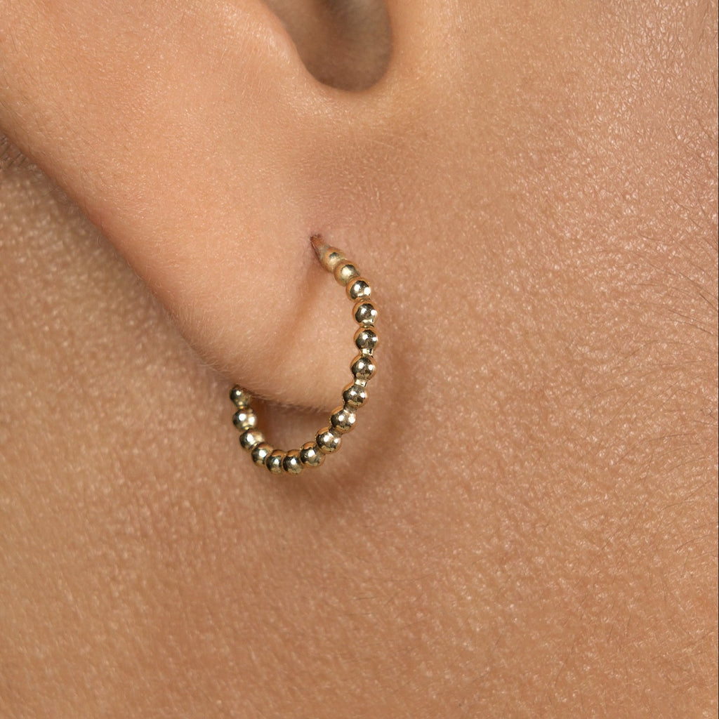 Solid 9ct Gold Beaded Hoops