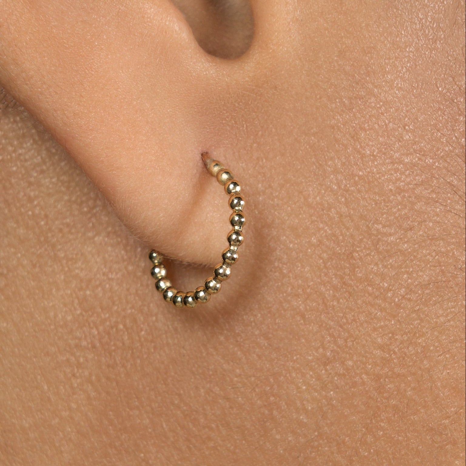 Solid 9ct Gold Beaded Hoops