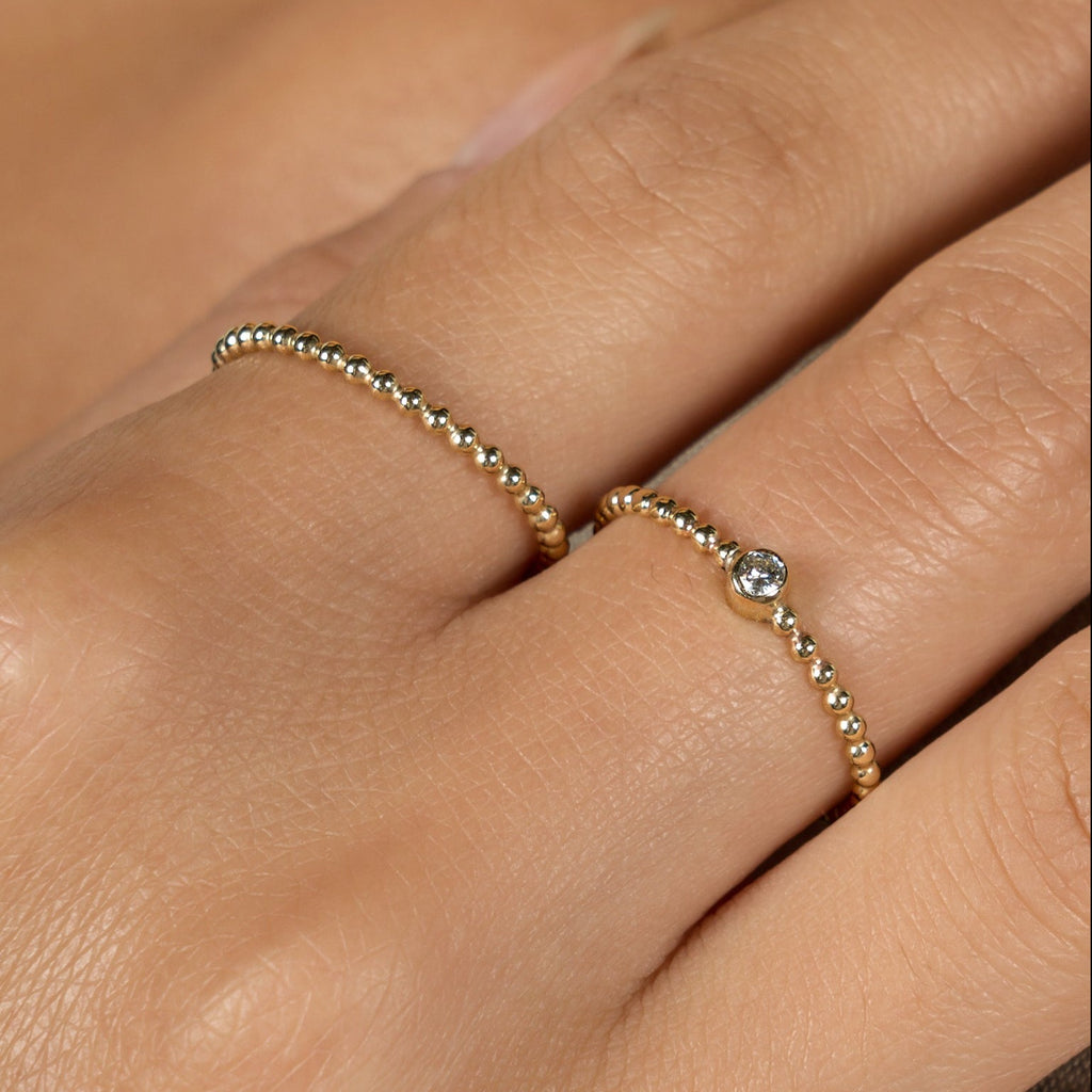 Solid 9ct Gold Beaded Stack Ring