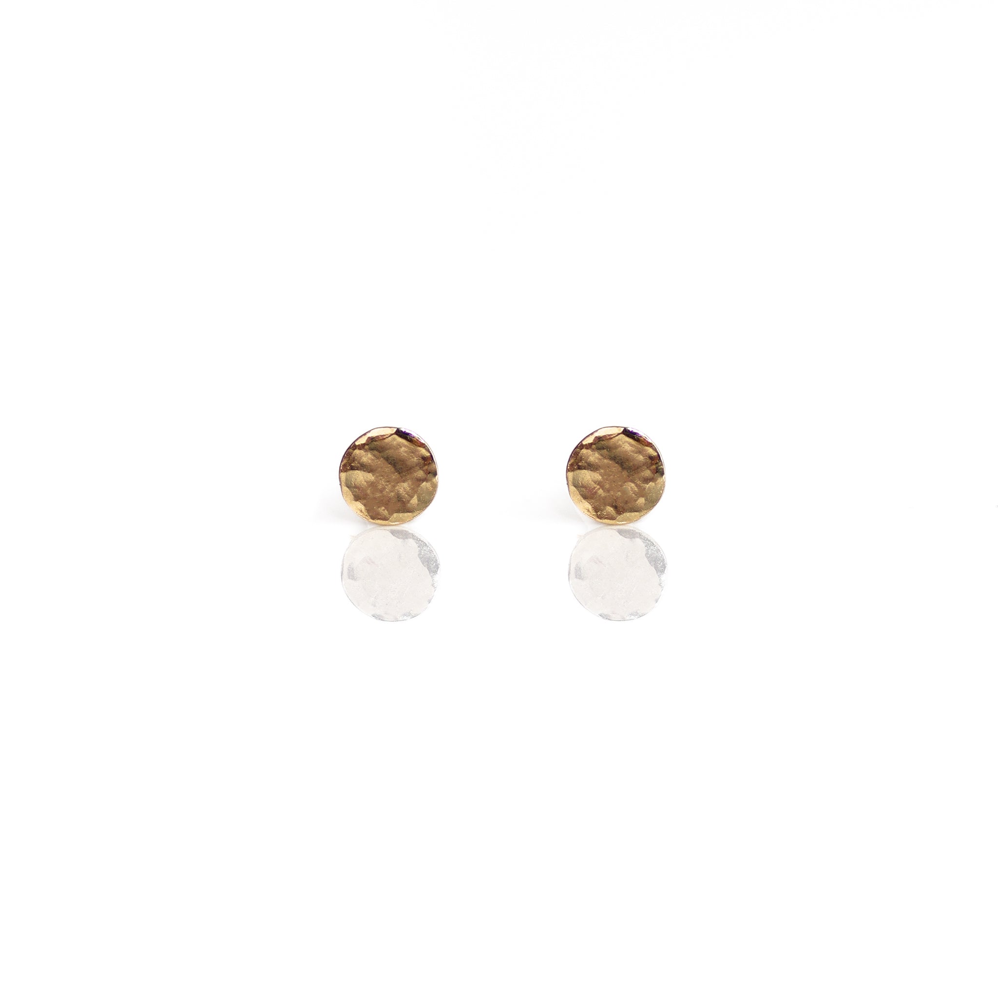 Solid Gold Hammered Disc Earrings