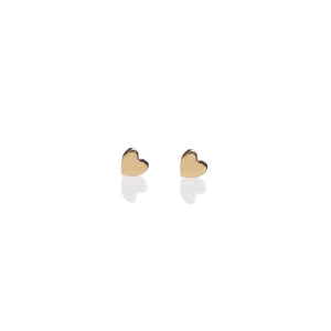 Solid 9ct Gold Mini Heart Stud Earrings by Lavey London