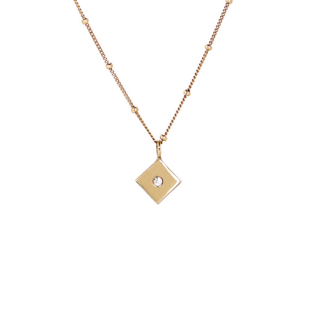 Solid 9ct Gold Lab Grown Diamond Flush Set Kite Pendant on Satelite Chain