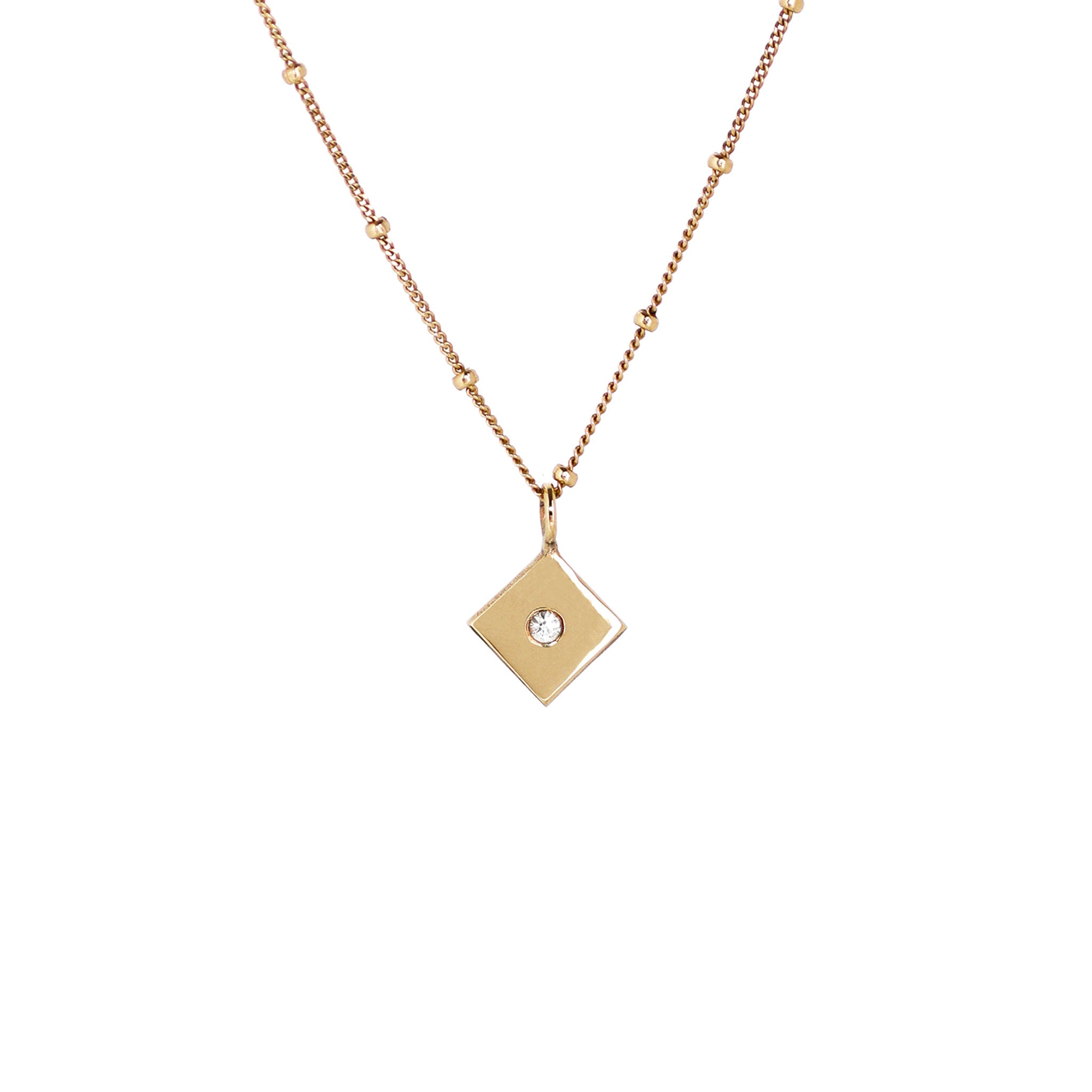 Solid 9ct Gold Lab Grown Diamond Flush Set Kite Pendant on Satelite Chain