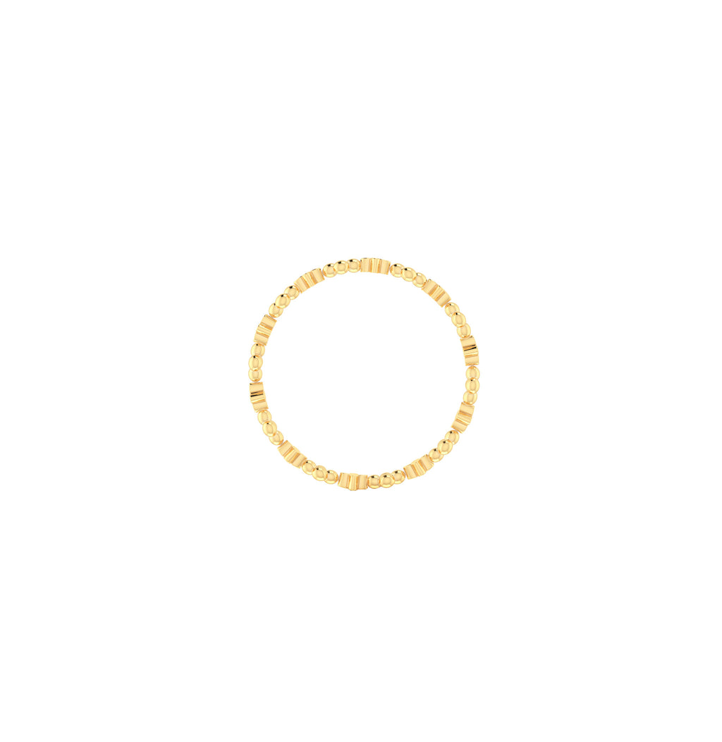 Solid 9ct Gold Beaded Clover Stack Ring