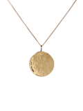 Lavey London Solid Gold Hammered Large Disc Pendant on White Background