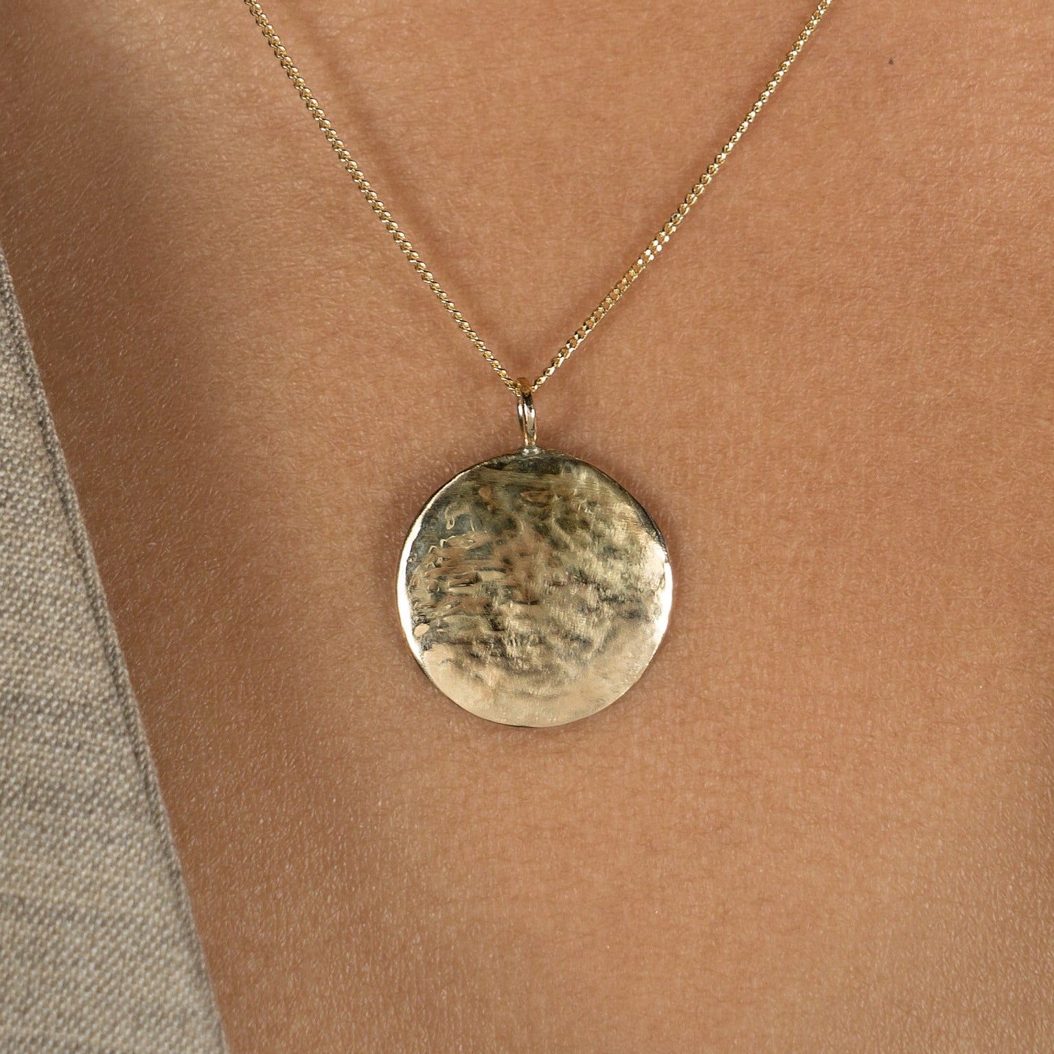 Silver Hammered Disc Necklace, Jewelry | FatFace.com