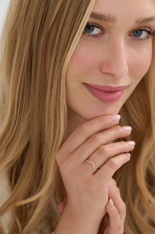 Rose Lab-Grown Diamond Marquise and Round Wishbone Wedding Band