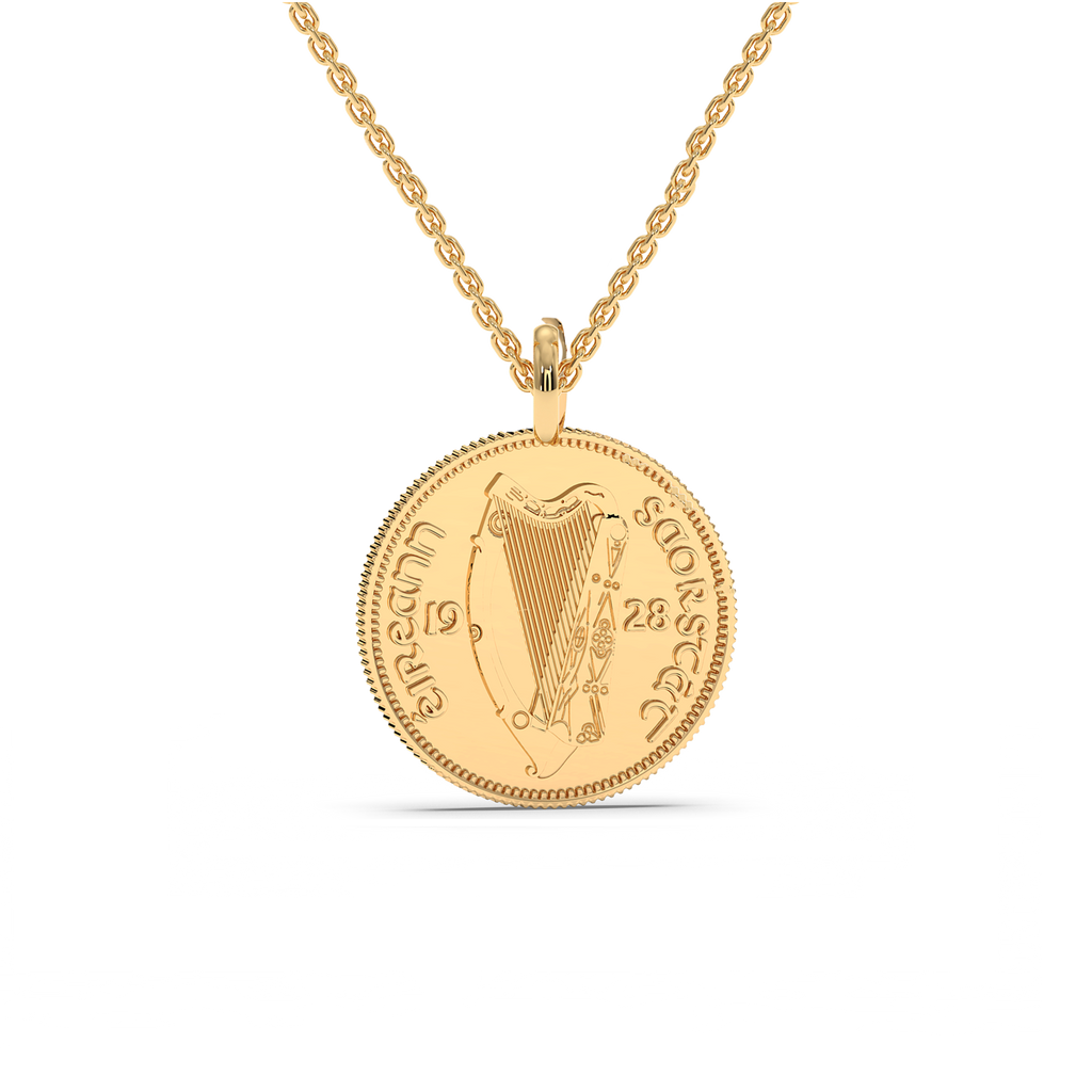 Solid Gold Irish Coin Necklace