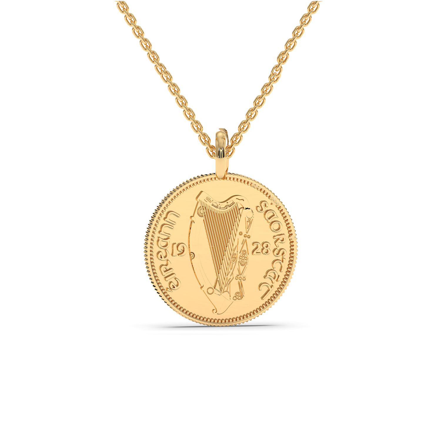 Solid Gold Irish Coin Necklace