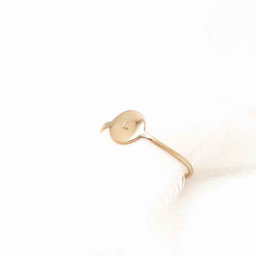 Lavey London's Solid 9ct Gold Personalised Disc Ring Styled Wrapped Around Light Airy White Fabric