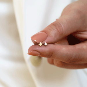 Solid 9ct Gold Mini North Star Stud Earrings Handmade by Lavey London